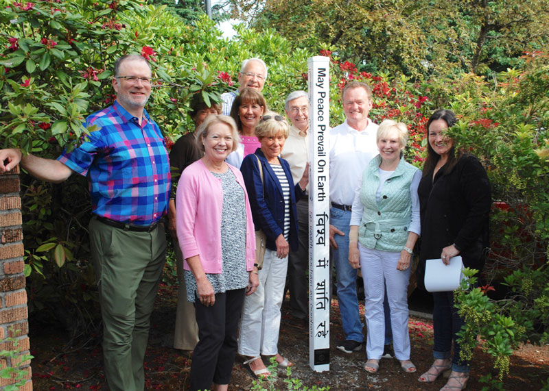 Lakewood Board members receive Peace Pole donated by Lake Oswego Rotary