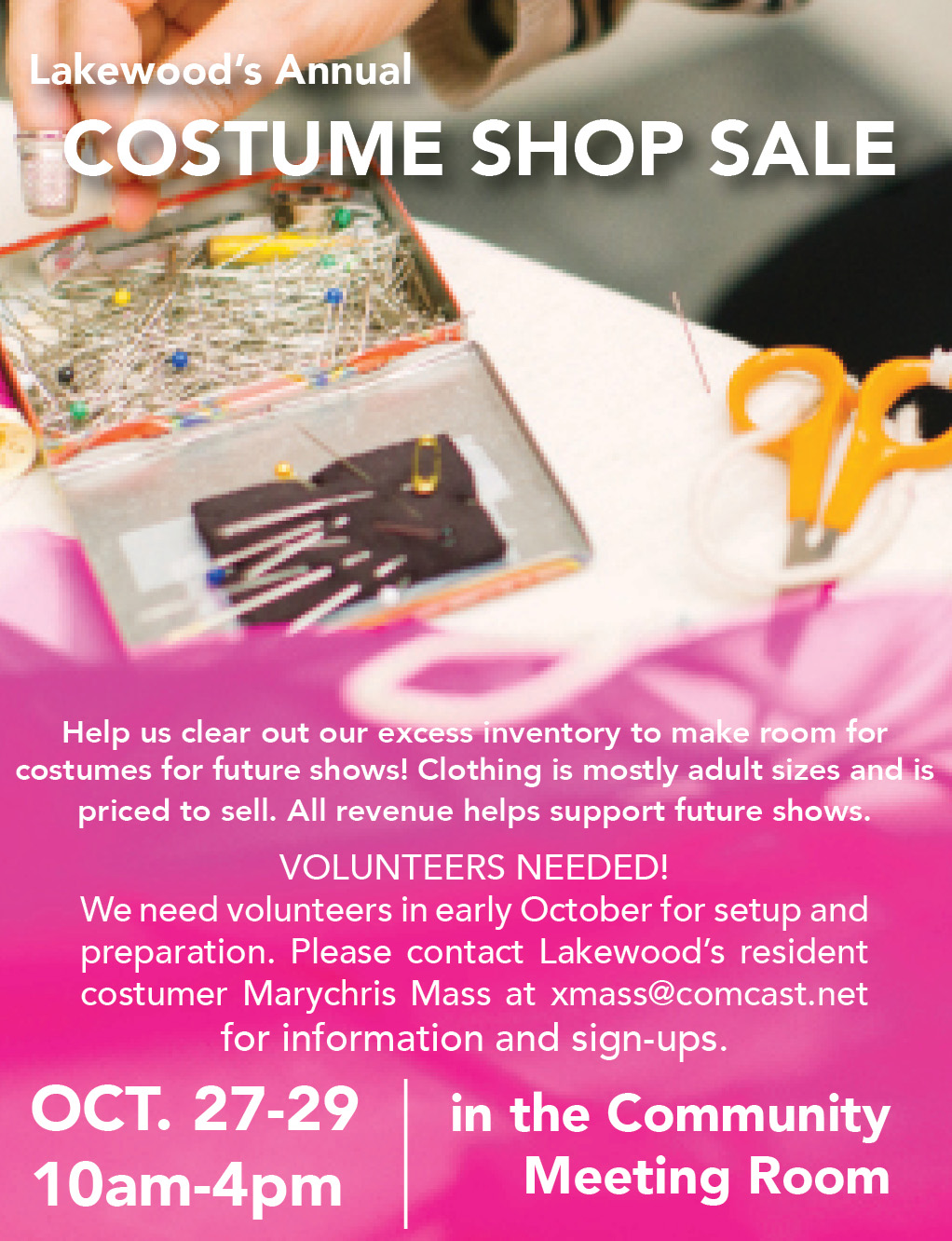 2017 Costume Shop Sale, Oct. 27-29