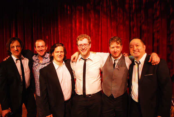 musicians join Andrew Paul Woodworth at Lakewood Theatre Company to be the backup band for the Rising Artist Workshop, March 9, 2014