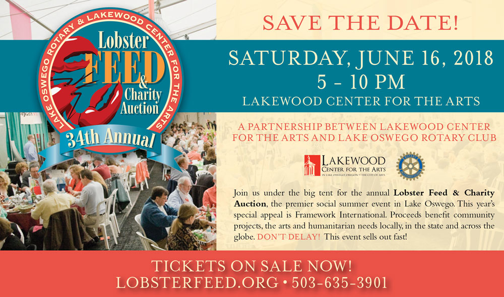 34th annual Lobster Feed and Charity Auction, June 16, 20128 at Lakewood Center for the Arts