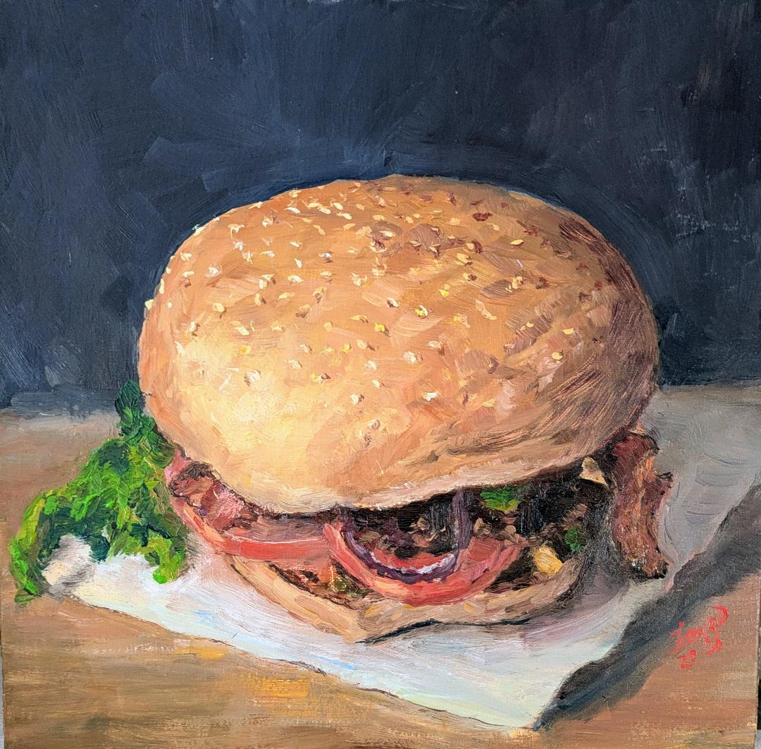 Tetiana Dmitrichuk, Modern Still Life (Burger)